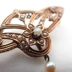 Antiek gouden broche met parels | Victoriaans (vintage), Gebruikt, Overige kleuren, Ophalen of Verzenden, Met edelsteen