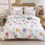 Eenpersoons Dekbedovertrek 140 x 200 - Bloemen - Geel, Huis en Inrichting, Verzenden, Nieuw