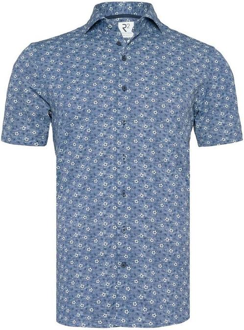 R2 Overhemd Korte Mouwen Print Donkerblauw maat 3XL Heren, Kleding | Heren, Overhemden, Blauw, Nieuw, Verzenden