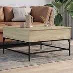 vidaXL Salontafel 80x80x45 cm bewerkt hout en metaal sonoma, Verzenden, Nieuw, Metaal, 50 tot 100 cm