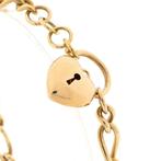 9 Karaat fantasieschakel armband met hart slot, Ophalen of Verzenden, Gebruikt, Overige kleuren, Goud