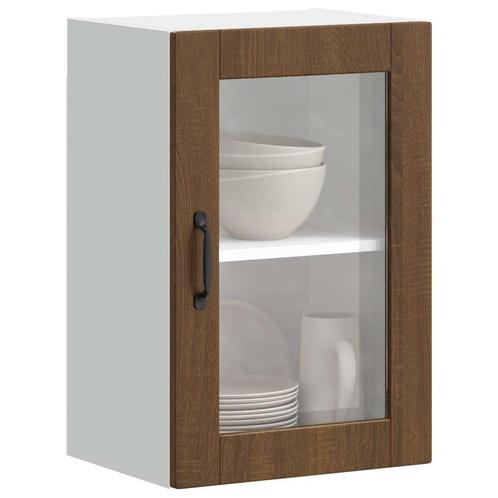 vidaXL Keukenwandkast met glazen deur Porto bruin eikenkleur, Huis en Inrichting, Keuken | Keukenelementen, Bruin, Nieuw, Verzenden