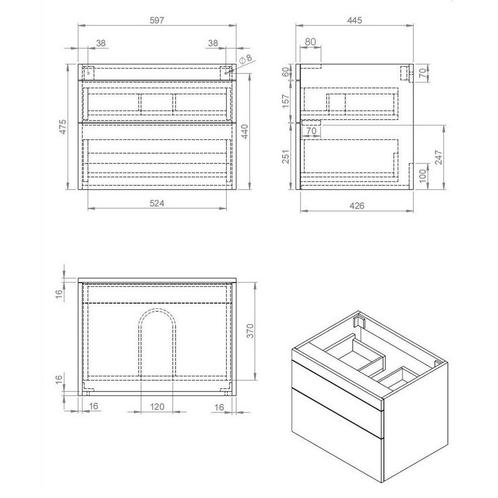 Badkamermeubel Best Design Beauty 2 Laden Greeploos 60 cm, Huis en Inrichting, Badkamer | Badkamermeubels, Ophalen of Verzenden