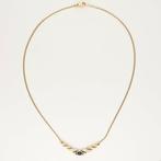 Halsketting - 14 karaat Geel goud Saffier - Diamant, Sieraden, Tassen en Uiterlijk, Kettingen, Nieuw
