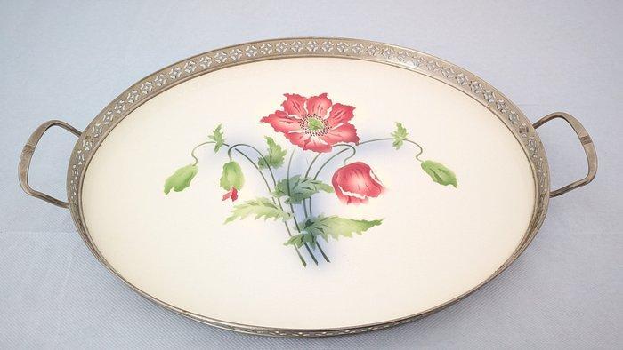 Art Nouveau - Dienblad - Metaal, Porselein - Bloemen, Antiek en Kunst, Antiek | Glas en Kristal