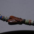 Oud-Egyptisch Kornalijn en faience Fijne ketting 3