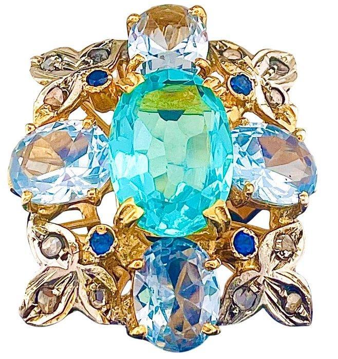 Zonder Minimumprijs - Ring - 9 kt. Geel goud, Zilver, Sieraden, Tassen en Uiterlijk, Ringen