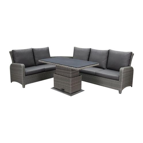 Florida hoek dining loungeset 5-delig verstelbare tafel, Tuin en Terras, Tuinsets en Loungesets, Nieuw, Wicker, Ophalen of Verzenden