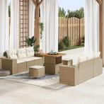 vidaXL Tuin Sofa Set met opslag 9 pcs Beige Poly riet, Tuin en Terras, Verzenden, Nieuw, Rotan