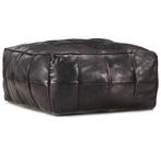 vidaXL Poef 60x60x30 cm echt geitenleer zwart, Huis en Inrichting, Banken | Voetenbanken en Poefen, Verzenden, Nieuw