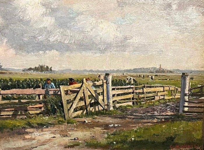George Wildschut (1883- 1966) - Boeren in landschap, Antiek en Kunst, Kunst | Schilderijen | Klassiek