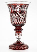 Moser & Söhne Antique Ruby Red Faceted Glass Vase 1880 -