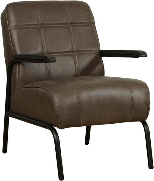Leren retro fauteuil - Echt leer, Industrieel, Comfortabel e, Huis en Inrichting, Fauteuils, 50 tot 75 cm, 75 tot 100 cm, Nieuw