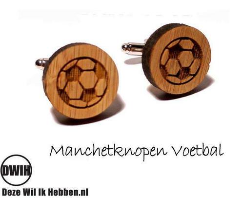 LaserWood manchetknopen Voetbal, Sieraden, Tassen en Uiterlijk, Manchetknopen, Verzenden