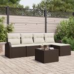 vidaXL 5-delige tuinbankset met kussens - grijs poly riet, Tuin en Terras, Tuinsets en Loungesets, Verzenden, Nieuw, Rotan