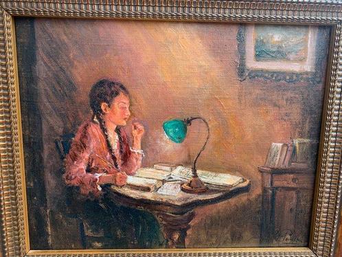 Giovanni Panza (1894-1989) - Pasquarosa la studiosa, Antiek en Kunst, Kunst | Schilderijen | Klassiek