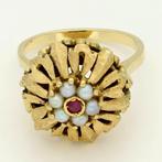 Ring - 18 karaat Geel goud - Parel - Robijn, Sieraden, Tassen en Uiterlijk, Ringen, Nieuw