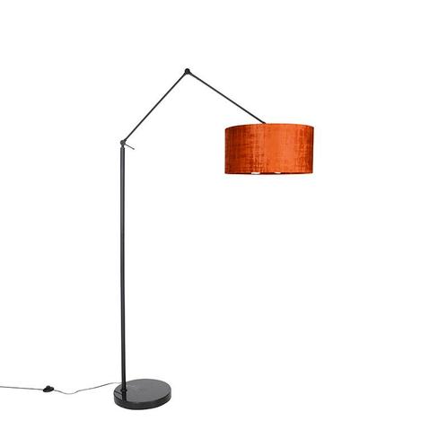 Moderne vloerlamp zwart met kap oranje 50 cm - Editor, Huis en Inrichting, Lampen | Vloerlampen