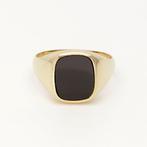 Ring - 18 karaat Geel goud Onyx, Sieraden, Tassen en Uiterlijk, Ringen, Nieuw