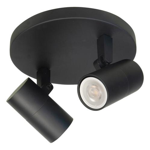 Opbouwspot Piccolo Zwart Metaal Rond GU10 2-voudig  15cm, Huis en Inrichting, Lampen | Spots, Ophalen of Verzenden