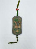 Kist - Glas, Zijde - Geborduurde zijden case, Antiek en Kunst