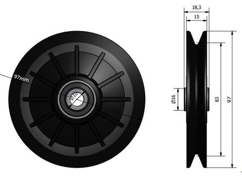 Kunststof schijf met  bus 97mm, Doe-het-zelf en Verbouw, IJzerwaren en Bevestigingsmiddelen, Verzenden