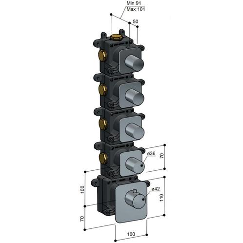 Thermostaat Hotbath Gal High Flow met 4 Stopkranen, Doe-het-zelf en Verbouw, Sanitair, Ophalen of Verzenden