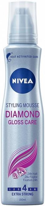 NIVEA STYLING MOUSSE DIAMOND GLOSS CARE SPUITBUS 150 ML, Sieraden, Tassen en Uiterlijk, Uiterlijk | Haarverzorging, Nieuw, Verzenden