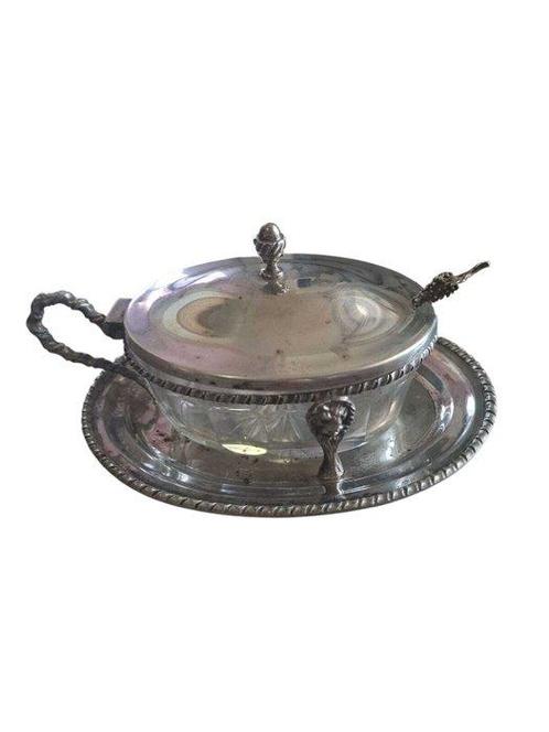 Melkkan - .800 zilver - Kaasdoos met lepel, Antiek en Kunst, Antiek | Goud en Zilver