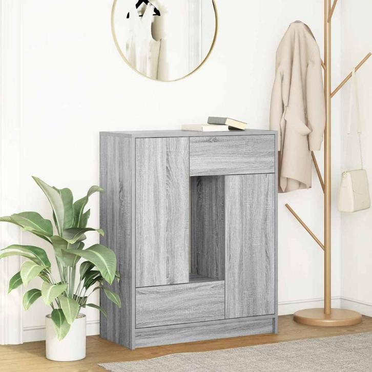 vidaXL Dressoir met lades en deuren 73x31x90 cm grijs Sonoma, Huis en Inrichting, Kasten | Dressoirs, Nieuw, Overige houtsoorten