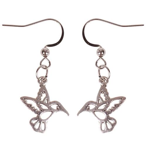 Oorbellen Zilverkleurig - Hangertje Kolibrie zilverkleurig 1, Sieraden, Tassen en Uiterlijk, Kindersieraden, Nieuw, Ophalen of Verzenden