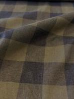 Linnenmix gaasstof in tinten groen en zwart - Textiel - 700, Antiek en Kunst, Antiek | Kleden en Textiel