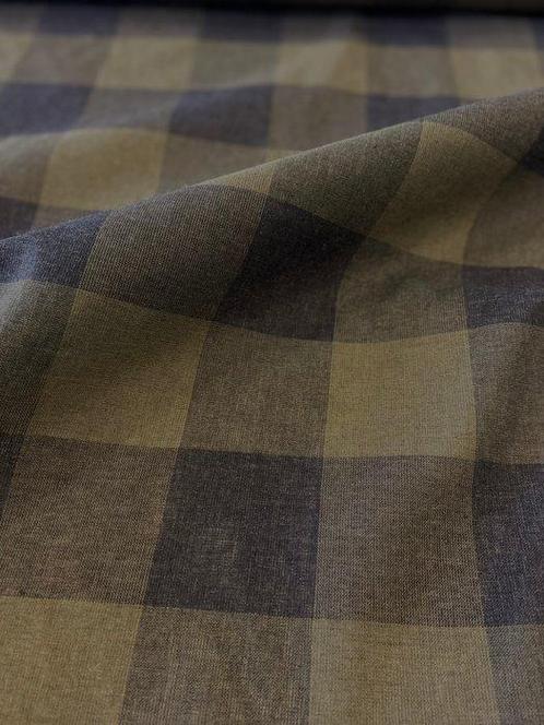 Linnenmix gaasstof in tinten groen en zwart - Textiel - 700, Antiek en Kunst, Antiek | Kleden en Textiel