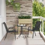 vidaXL 3-delige bistroset voor in de tuin - zwart textileen, Verzenden, Nieuw, Rvs
