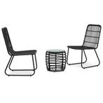 vidaXL 3-delige Bistroset poly rattan zwart, Tuin en Terras, Verzenden, Nieuw, Rotan, 3 zitplaatsen