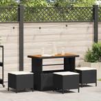 vidaXL Tuin Eetset 4 pcs Zwart Poly riet, Tuin en Terras, Verzenden, Nieuw, Rotan