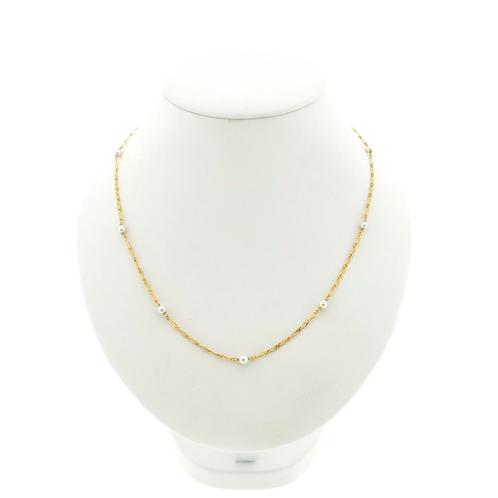 18 krt. Vintage gouden parel ketting | 40 cm (witgoud), Sieraden, Tassen en Uiterlijk, Kettingen, Overige kleuren, Gebruikt, Met edelsteen