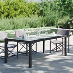 vidaXL Tuintafel 190x90x75 cm gehard glas en poly rattan, Tuin en Terras, Tuintafels, Verzenden, Nieuw
