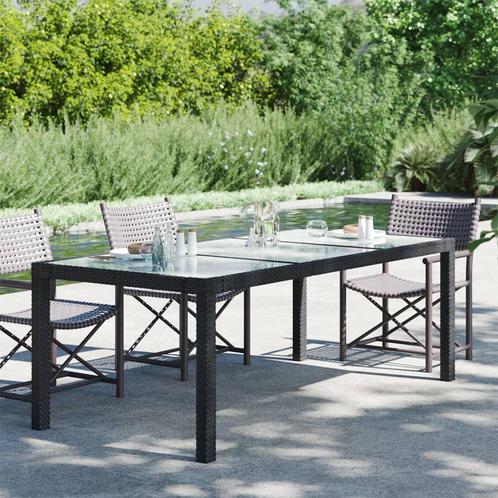vidaXL Tuintafel 190x90x75 cm gehard glas en poly rattan, Tuin en Terras, Tuintafels, Nieuw, Verzenden
