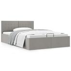vidaXL Bedframe met hydraulische opslag stof lichtgrijs, Verzenden, Nieuw, Twijfelaar, 120 cm