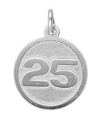 Zilveren cijfer 25 rond mat-glans kettinghanger, Sieraden, Tassen en Uiterlijk, Kettinghangers, Verzenden, Nieuw