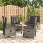 vidaXL 5-delige Tuinset met kussens poly rattan grijs, Tuin en Terras, Verzenden, Nieuw, Rotan, Tuinset
