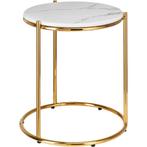 Bijzettafel Ellsa, marmeren blad, stalen frame - wit/goud, p, Verzenden, Nieuw