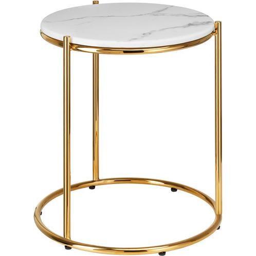 Bijzettafel Ellsa, marmeren blad, stalen frame - wit/goud, p, Huis en Inrichting, Tafels | Bijzettafels, Verzenden