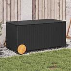 vidaXL Tuinbox met wielen 190 L poly rattan zwart, Verzenden, Nieuw