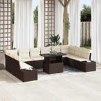 vidaXL Tuin Sofa Set met opslag 11 pcs Bruin Poly riet, Verzenden, Nieuw, Rotan