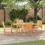 vidaXL Tuin Eetset 5 pcs Bruin Massief acaciahout, Tuin en Terras, Verzenden, Nieuw