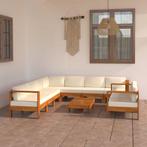 vidaXL 9-delige Loungeset met crèmewitte kussens acaciahout, Verzenden, Nieuw, Hardhout, Loungeset