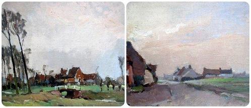 Herman Verbaere ( 1905 - 1993 ) 2x - Landschappen met, Antiek en Kunst, Kunst | Schilderijen | Klassiek