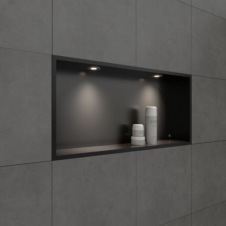 Inbouwnis BWS Alfie 30x60 cm Met LED Verlichting Mat Zwart, Doe-het-zelf en Verbouw, Sanitair, Bad, Nieuw, Ophalen of Verzenden